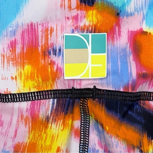 Small Dana Lou Fit Colorful Leggings Athletic Activewear Neon Blue Yellow Active - Picture 10 of 11